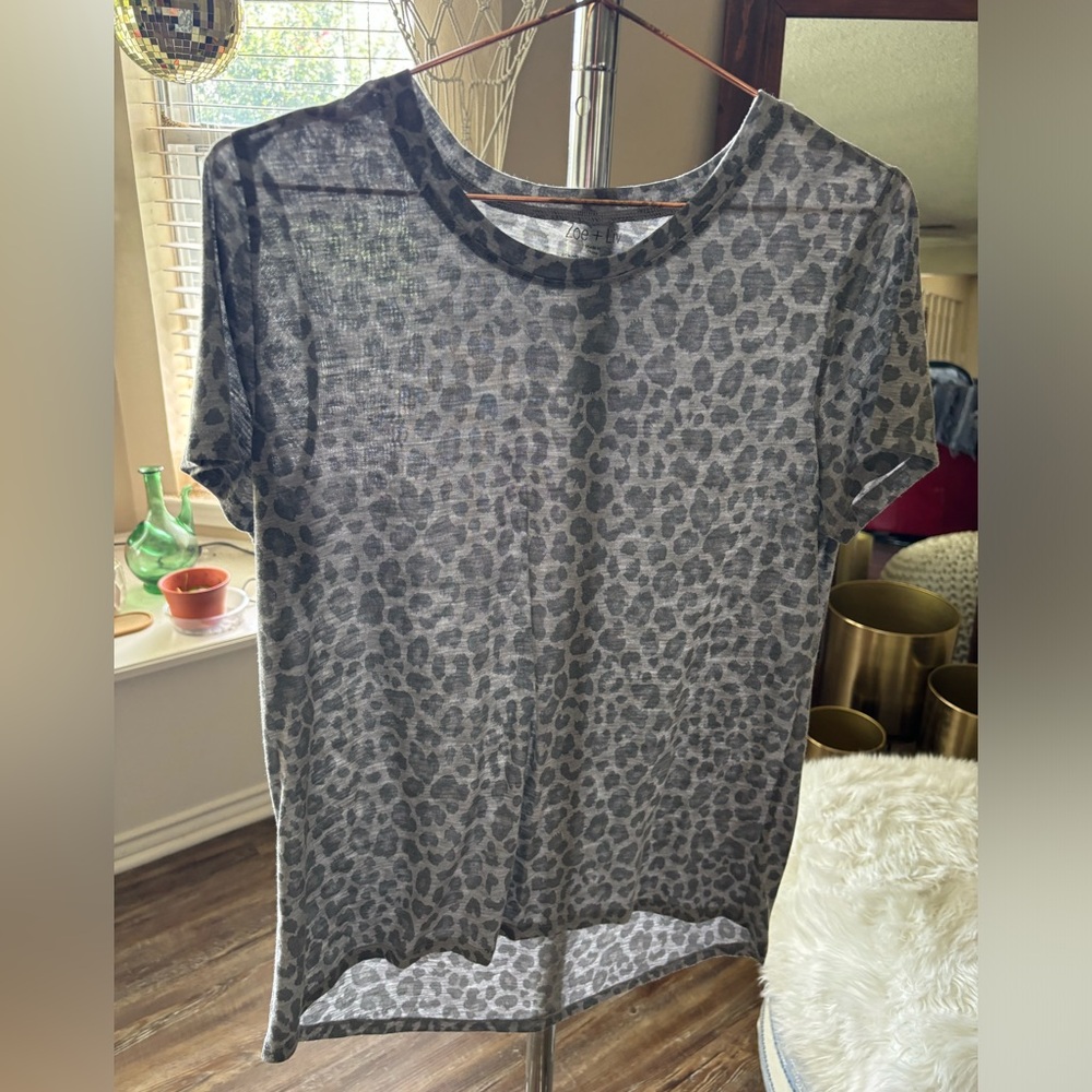 Grey Leopard Print Top